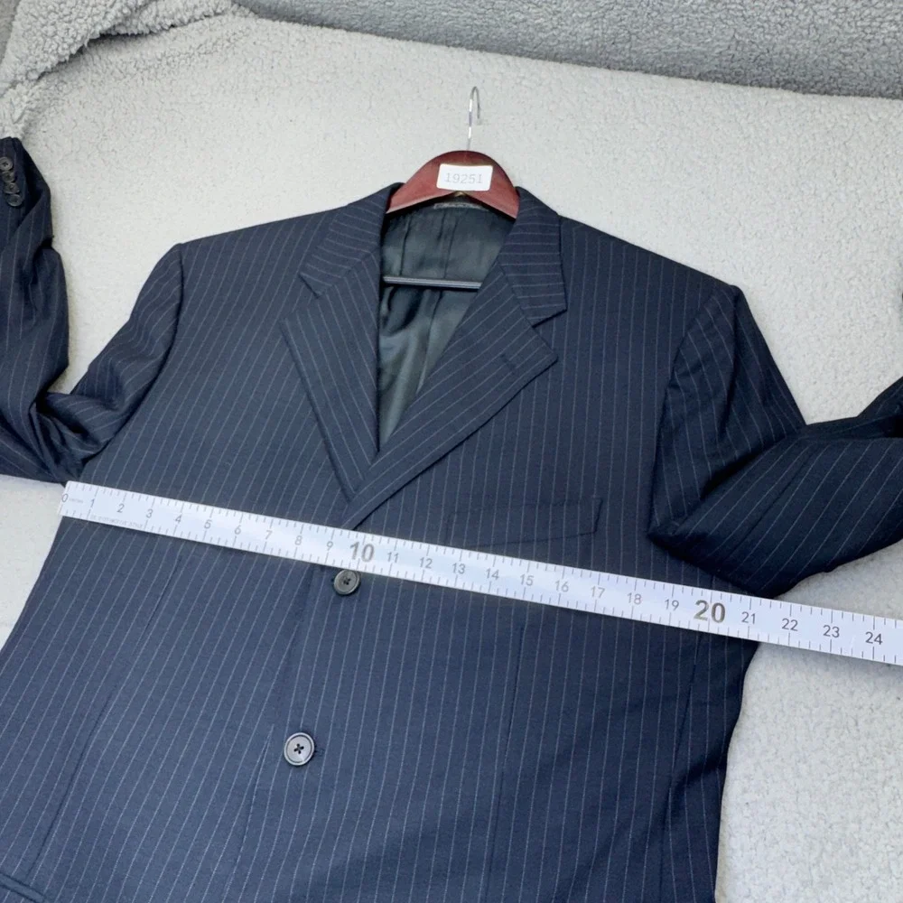 Corneliani Blazer Mens 46 Long Blue Pinstripe Extraﬁne Wool Sport Coat Italy 3B